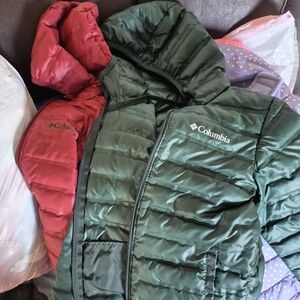 Columbia Forest Green and Red Puffer Jacket